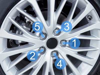 How to tighten a wheel with 5 bolts.