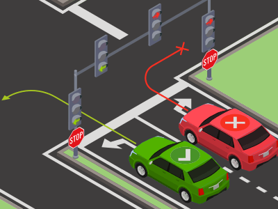 A traffic light with arrows.