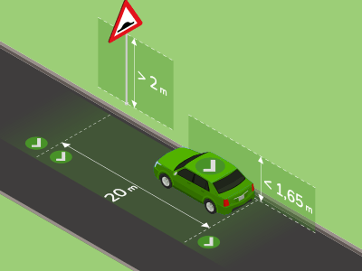 Dans certains cas, vous pouvez vous arrêter et stationner près d’un panneau de signalisation.