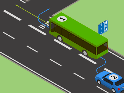 Si vous traversez une bande bus, les autres conducteurs ont priorité.