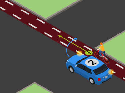 Céder le passage aux piétons et aux cyclistes qui suivent la chaussée.