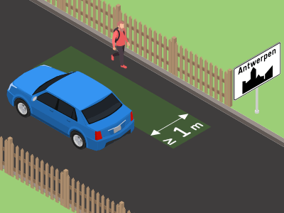 De zijdelingse afstand ten opzichte van voetgangers en (brom)fietsers binnen de bebouwde kom.