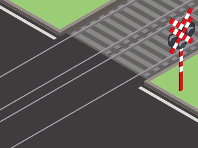 Een overweg met twee of meerdere sporen.