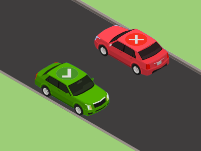 Je mag niet parkeren tegenover een ander stilstaand of geparkeerd voertuig, als dat het kruisen bemoeilijkt.