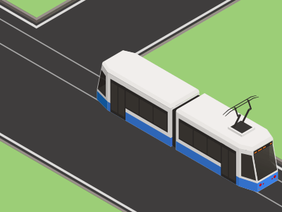 Een tram heeft altijd voorrang.