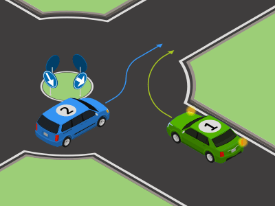 Een verkeersgeleider op een kruispunt.